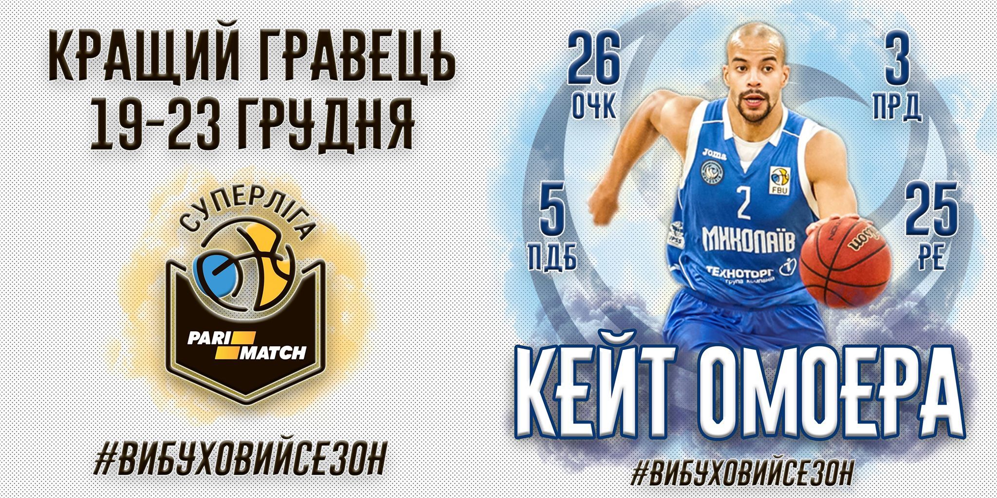 Вперше MVP тижня у Суперлізі Парі-Матч гравець МБК Миколаїв